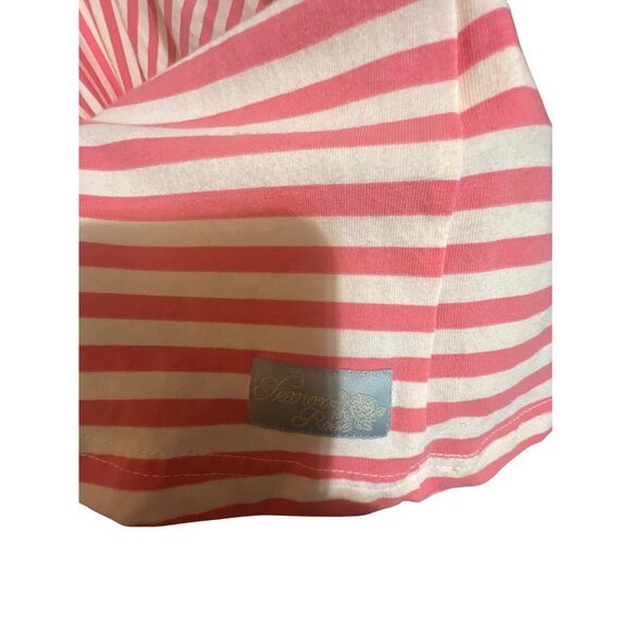 Eleanor Rose Girls Striped Demi Dress Size 6-7 Pink & White Cotton & Spandex - Picture 3 of 5